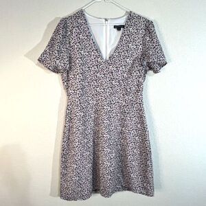 J. Crew short sleeve floral ditzy print faux wrap dress, size 8
